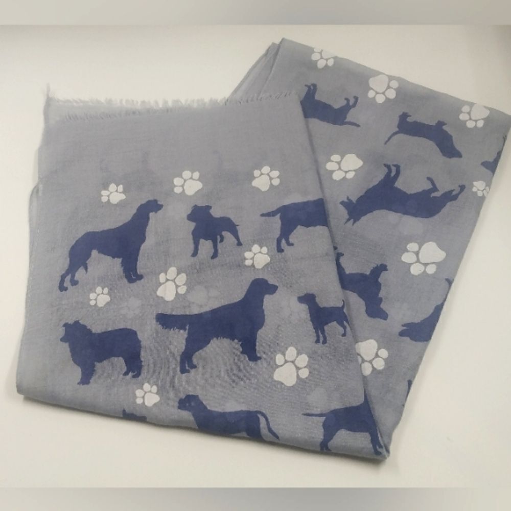 Dog Fringe Long Scarf Wrap Paw Prints - Picture 6 of 9
